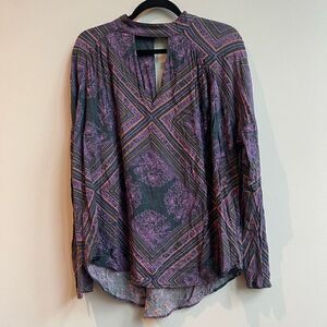 Free People Walking on a Dream Women's Long Sleeve Tunic Top Purple Size Small